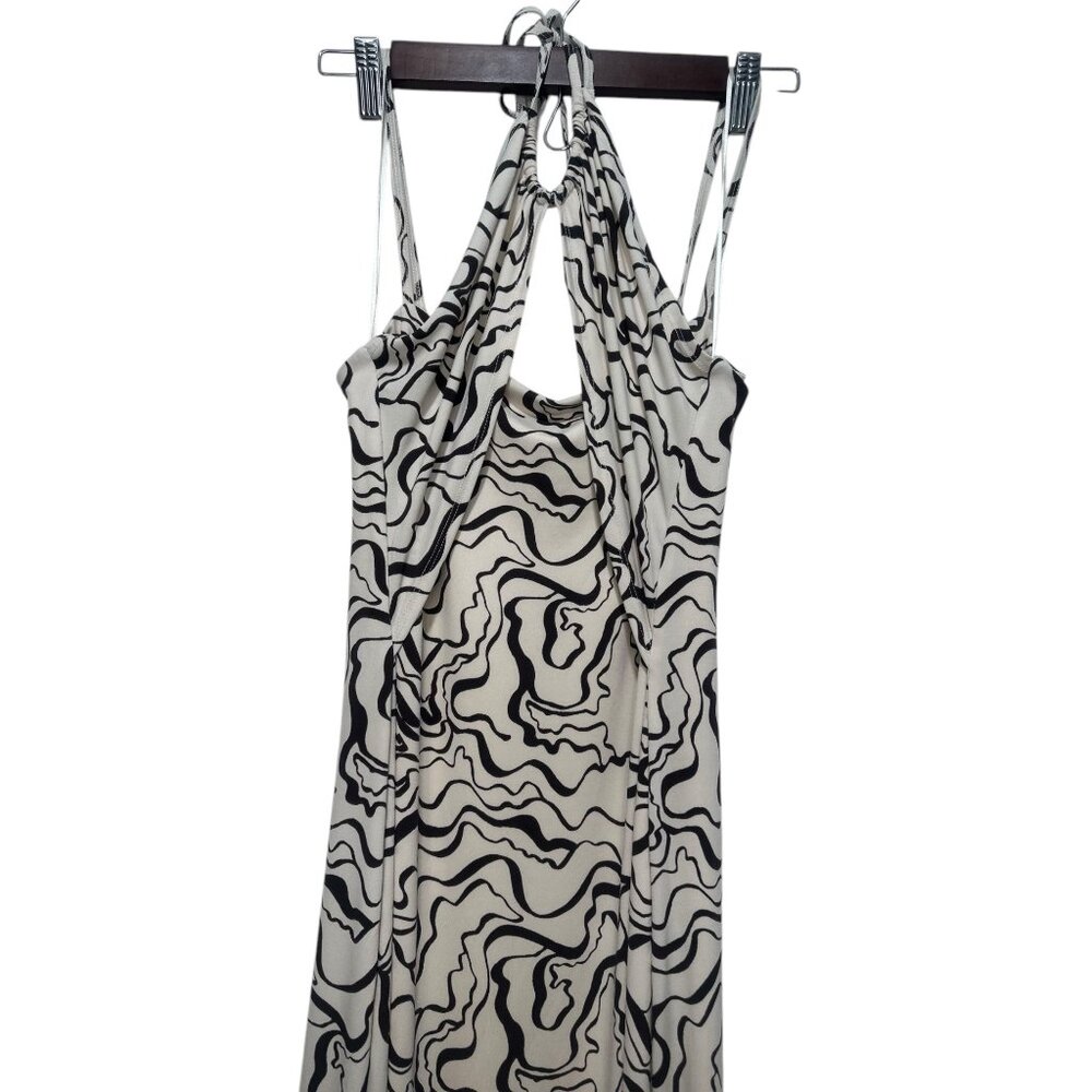 Abercrombie Halter Y2K Psychedelic Midi Dress Large Bodycon Retro Classic Stretc - Picture 16 of 16